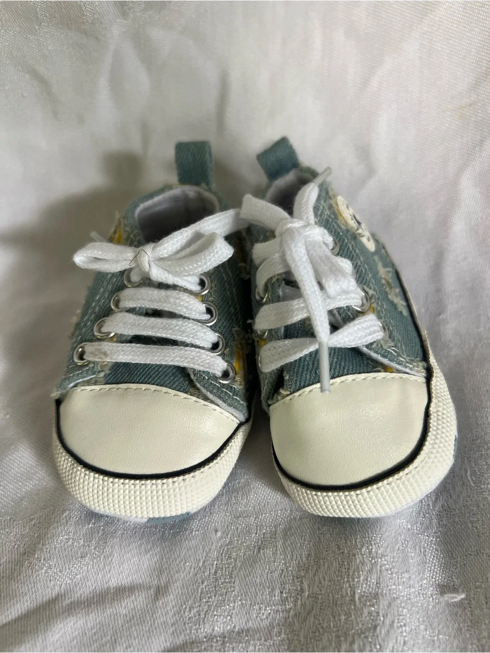 Converse Baby High-Top Sneakers in Denim Blue with Yellow Accents